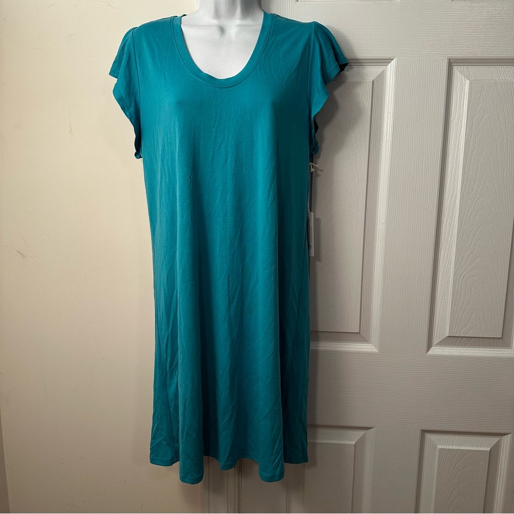 Another Love Teal Short Sleeve Swing Dress